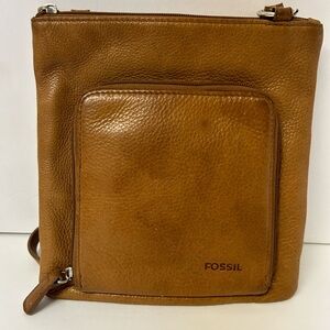 Fossil brown leather crossbody purse